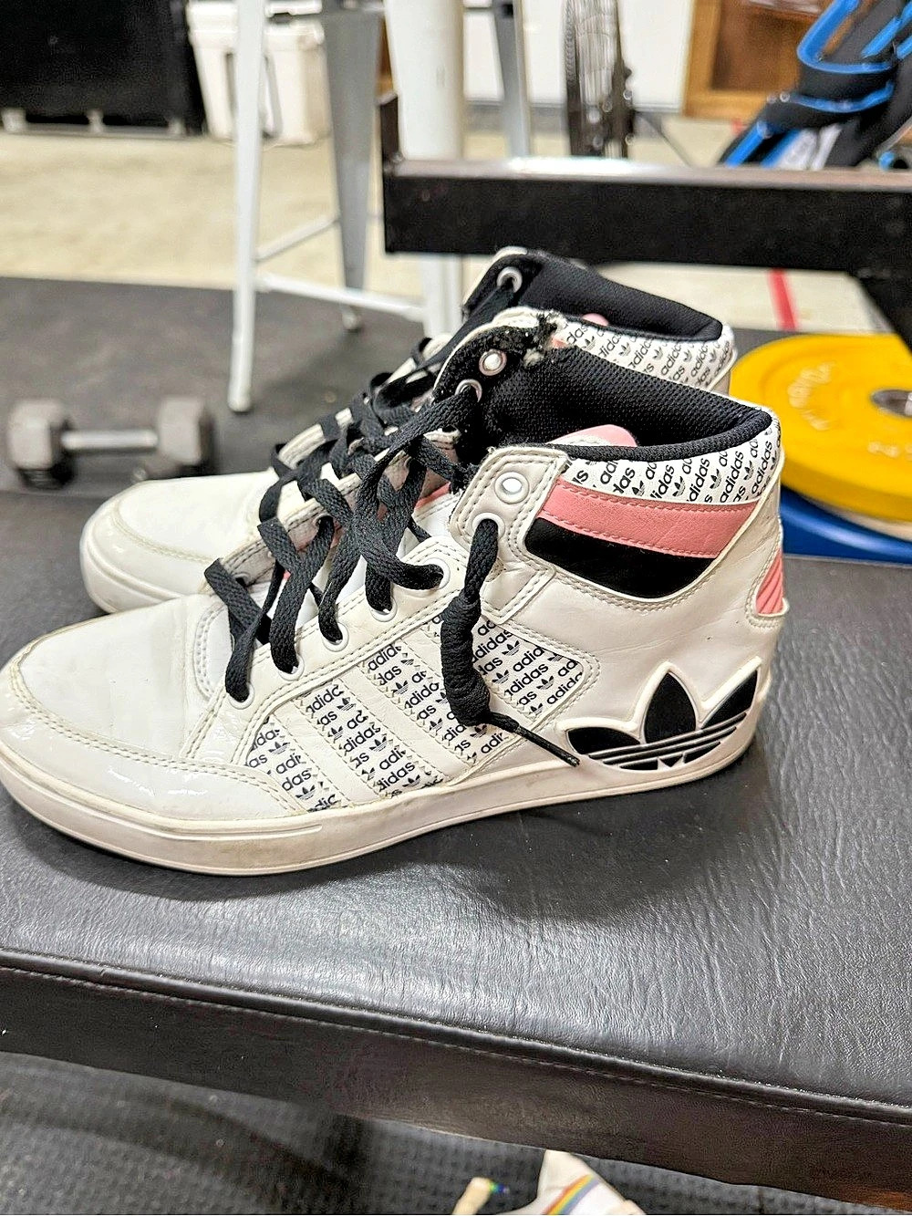 adidas Forum Mid Sneakers White & Pink US 7.5W